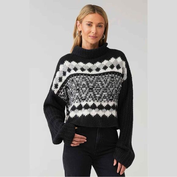 Free People Oversized Wool and Alpaca Fair Isle Turtleneck Sweater - Picture 7 of 13